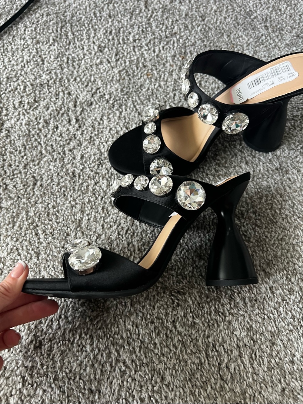 Gianni Bini Black Crystal-Embellished Heeled Sandals - Picture 2 of 8